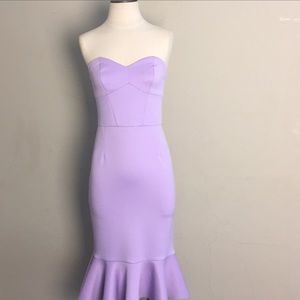 ASOS Purple Corset Strapless Peplum Midi Dress